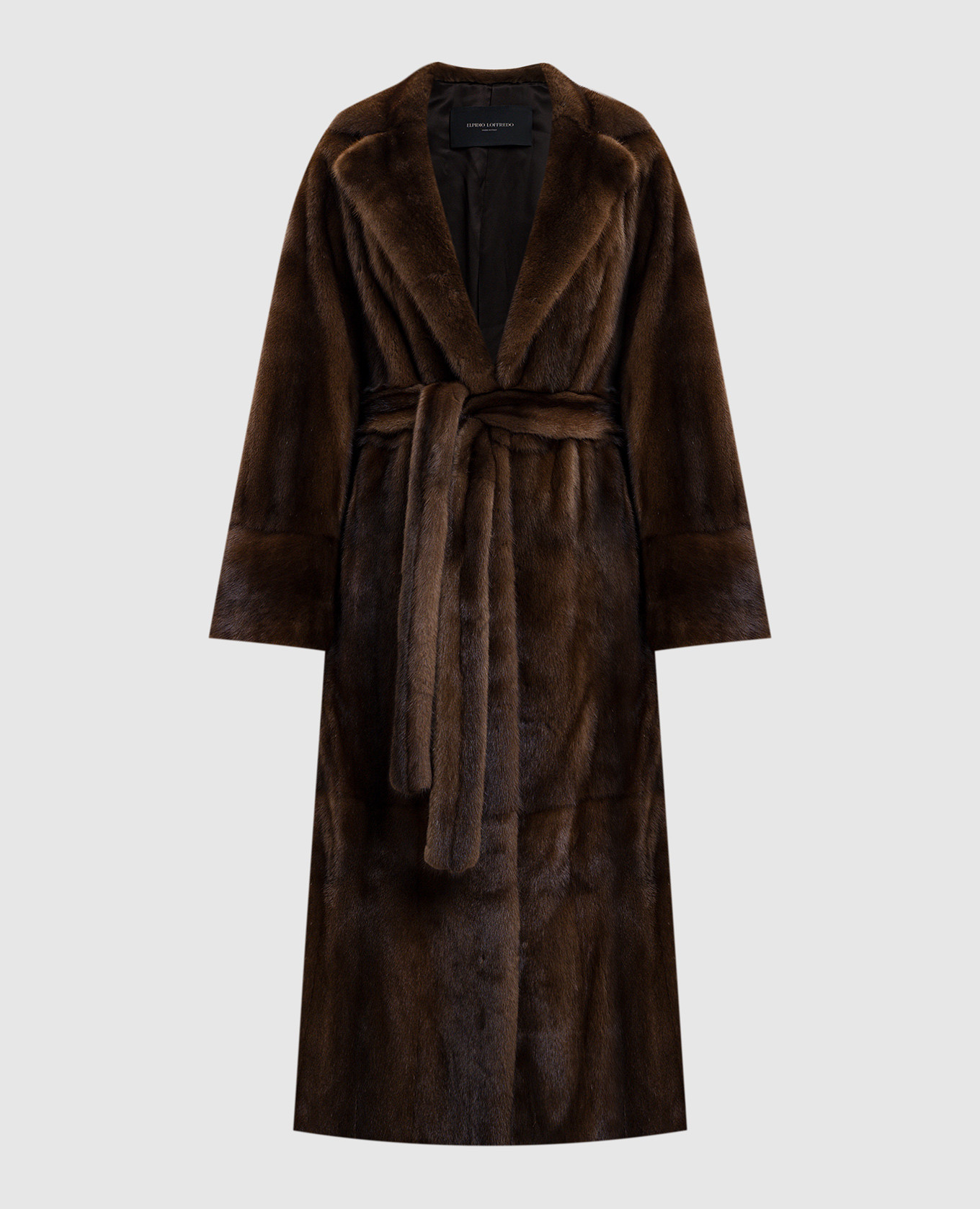 Коричневая шуба из меха норки с поясом, Коричневый, Шубы 
Коричневая шуба из меха норки с поясом, Коричневый, Шубы