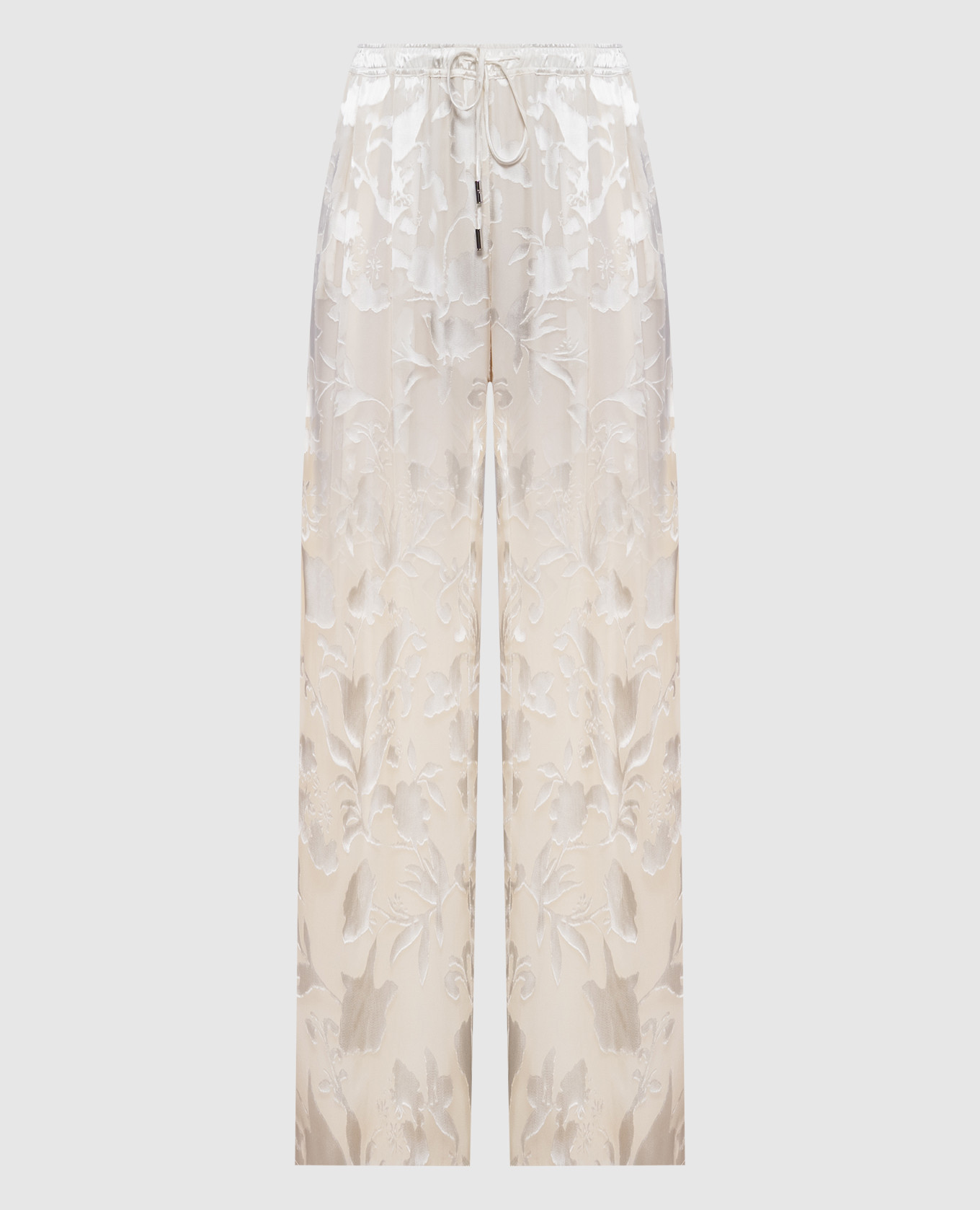 Бежевый палаццо с шелком в узор, Широкие брюки
Бежевый палаццо с шелком в узор, Широкие брюки