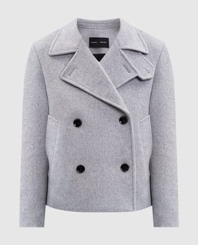 PROENZA SCHOULER Сіре двобортне укорочене пальто Nola з вовною та кашеміром R2532001AW139M