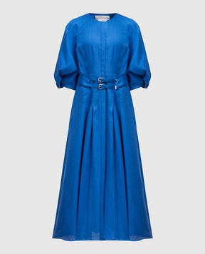 Gabriela Hearst Синее платье-рубашка Elea из льна 2244206LA003