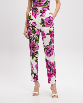Dolce&Gabbana Білі штани в квітковий принт FTAM2TFSFN9