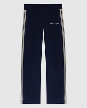 Palm Angels Синие спортивные брюки из льна с логотипом. PMCJ021S24FAB003