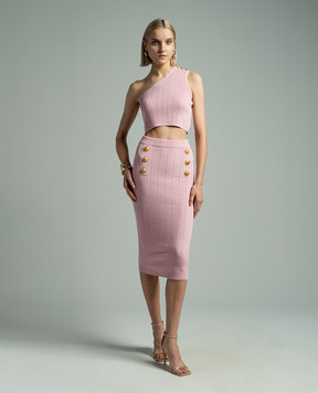 Balmain Рожева спідниця міді з брендовими ґудзиками Lion Signature CF0LD023KF24