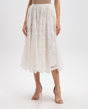 Christian Dior Біла спідниця міді з мережива 411J55A8211