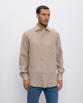 Loro Piana Бежевая рубашка André из льна FAF2545