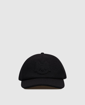 Moncler Черная кепка с шерстью с монограммой логотипа K20913B000360U571
