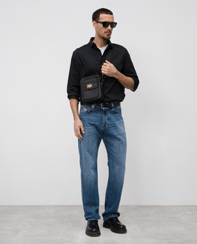 Versace Синие джинсы с кожаным патчем логотипа 10177751A13585