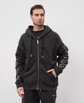 Off-White Серая спортивная куртка с нашивкой эмблемы Arrow OMBE015S25FLE003
