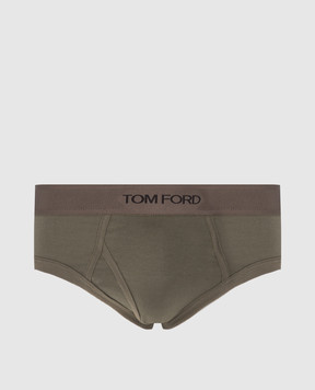 Tom Ford Трусы-брифы цвета хаки с логотипом T4LC12040