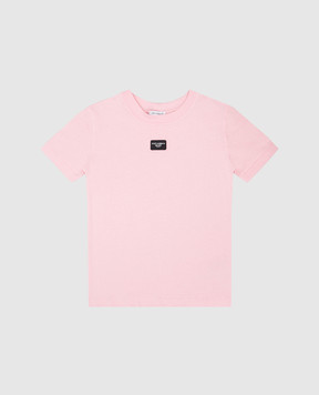 Dolce&Gabbana Дитяча рожева футболка з нашивкою логотипа L5JTMOG7M4W36