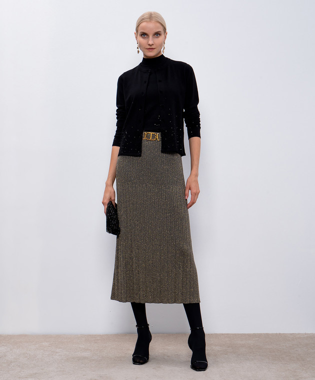 Twinset Черный топ с кристаллами 242LI3TCC изображение 2