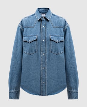 Vetements Синяя рубашка с вышивкой логотипа UA66SH500N