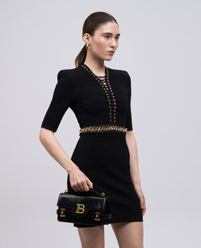 Balmain Черная кожаная лакированная сумка B-Buzz EN0DA828LPIS