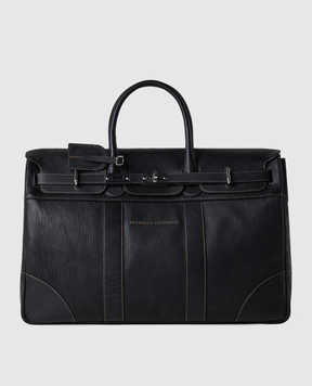Brunello Cucinelli Черная кожаная дорожная сумка с логотипом MBZIBU071
