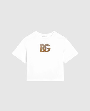 Dolce&Gabbana Дитяча біла футболка з кристалами L5JTNLG7PHN46