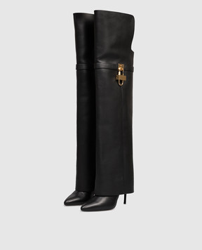 Givenchy Черные кожаные ботфорты Shark Lock BE703RE223