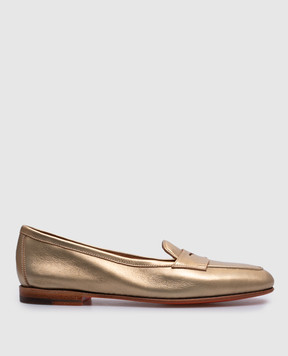 Santoni Золотистые кожаные лоферы WUNY71031SA4SLLX