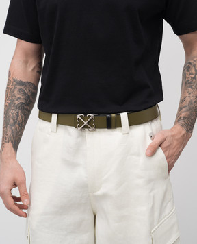 Off-White Двухсторонний кожаный ремень с принтом надписи "Belt" OMRB14AS25LEA001