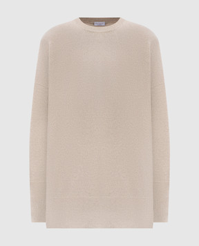 Brunello Cucinelli Бежевий светр з кашеміру з ланцюжком моніль M12707300