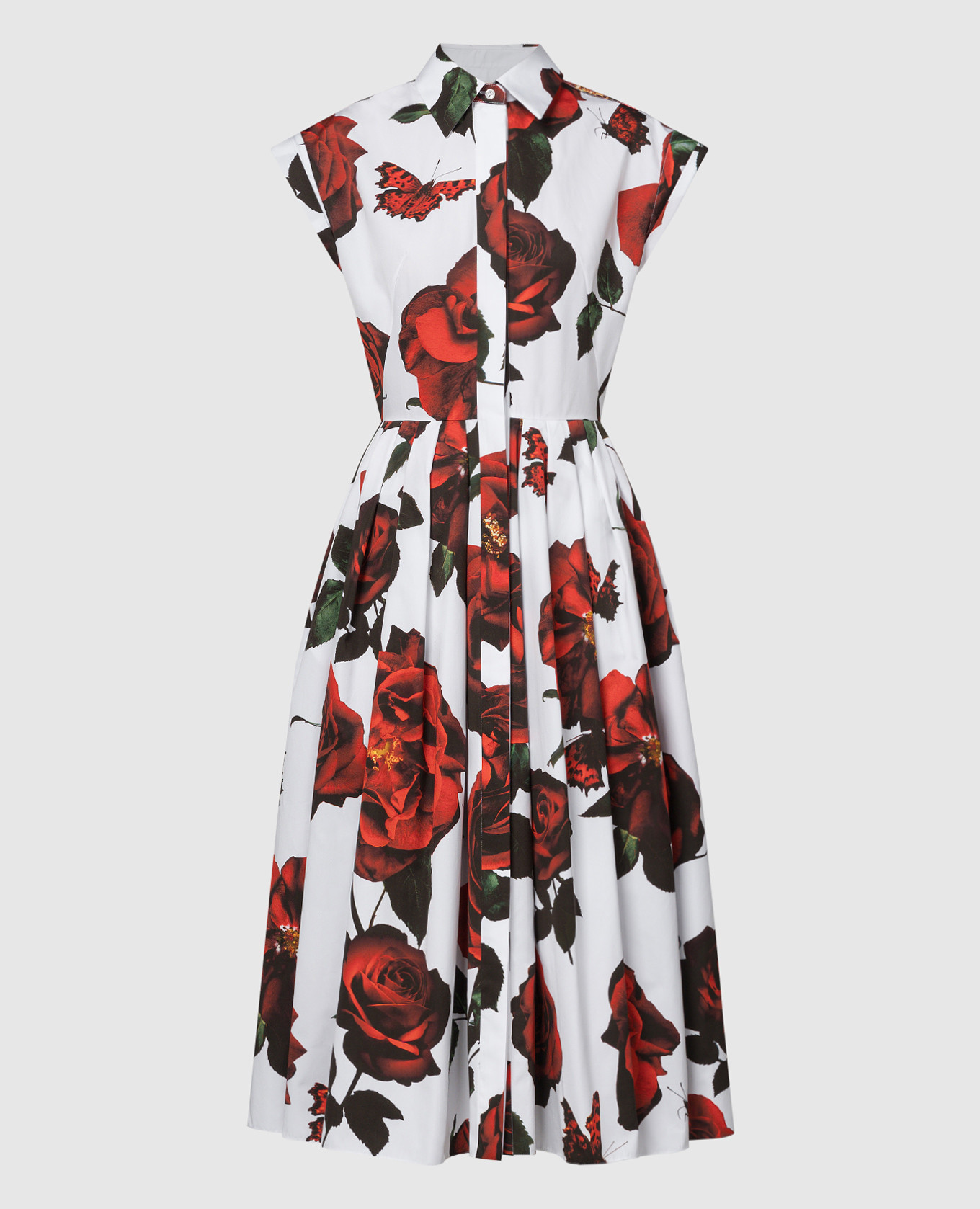 

Белое платье-рубашка в принт Tudor Rose, Белый, Повседневные платья