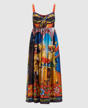 Dolce&Gabbana Сукня із шовку в брендовий принт з кристалами і паєтками IGE05ZGD84X