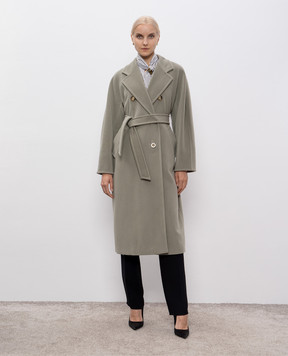 Max Mara Зеленое двубортное пальто MADAME из шерсти и кашемира MADAME