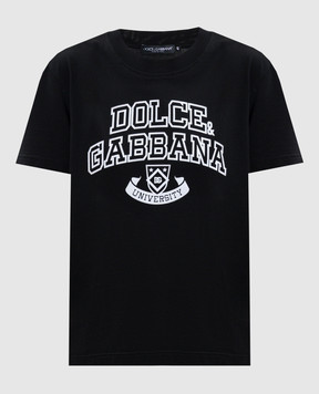 Dolce&Gabbana Черная футболка с контрастным логотипом F8V42ZGDDBC