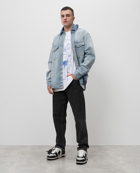 Vetements Голубая джинсовая рубашка двойной конструкции UA65SH810N
