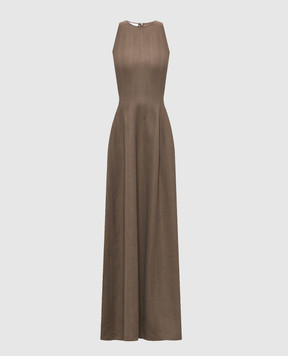 Brunello Cucinelli Коричнева сукня Fluid з льоном MH126A5171