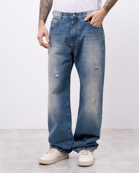 Balmain Сині джинси з проріхами EH1ML155DF44