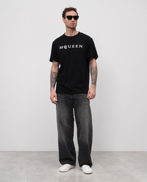 Alexander McQueen Чорна футболка з логотипом 828420QTADD