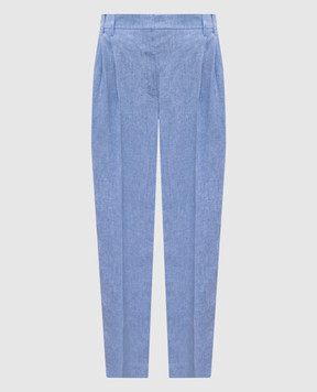 Brunello Cucinelli Голубые брюки из льна с люрексом MH547P8308