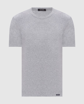 Tom Ford Сіра меланжева футболка з нашивкою логотипа T4M081040