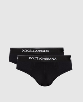 Dolce&Gabbana Набор черных слепых трусов с логотипом. M9C03JONN95