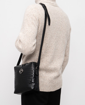 Stefano Ricci Чорна глянцева сумка зі шкіри крокодила з емблемою ND155GTUCSVH