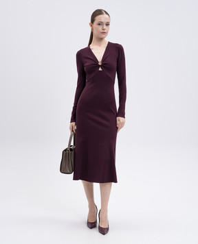 Twinset Бордова сукня міді з логотипом 252TP3140