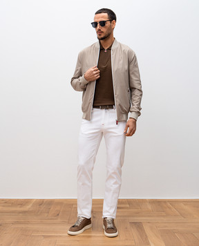 Kiton Поло цвета хаки с логотипом UMKX33Z