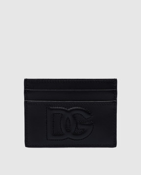 Dolce&Gabbana Черный кожаный картхолдер с фактурным логотипом DG BI0330AG081