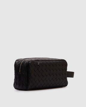 Bottega Veneta Чорний шкіряний несесер Intrecciato 729295VCPQ1