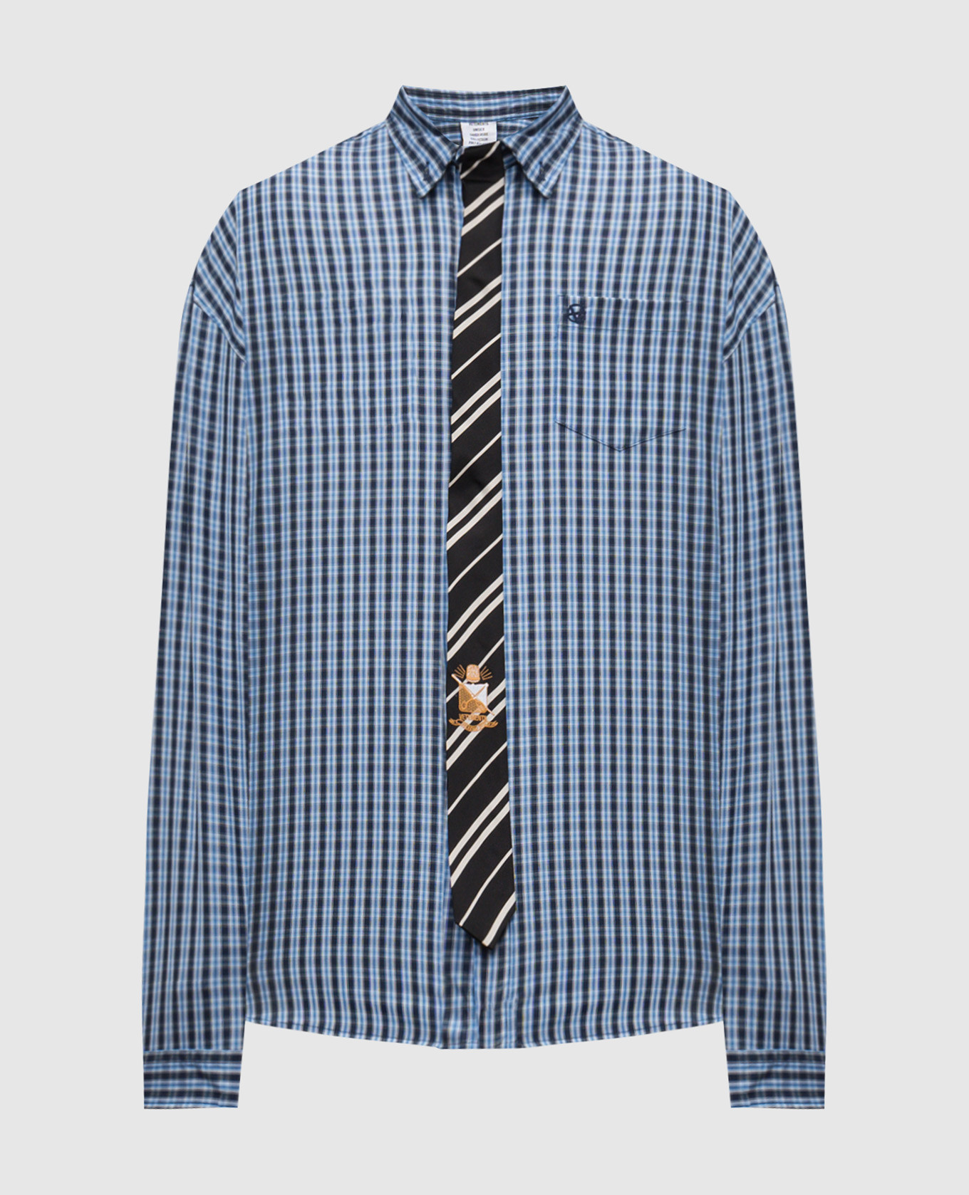 

Синяя рубашка в клетку с аппликацией, Синий, Рубашки