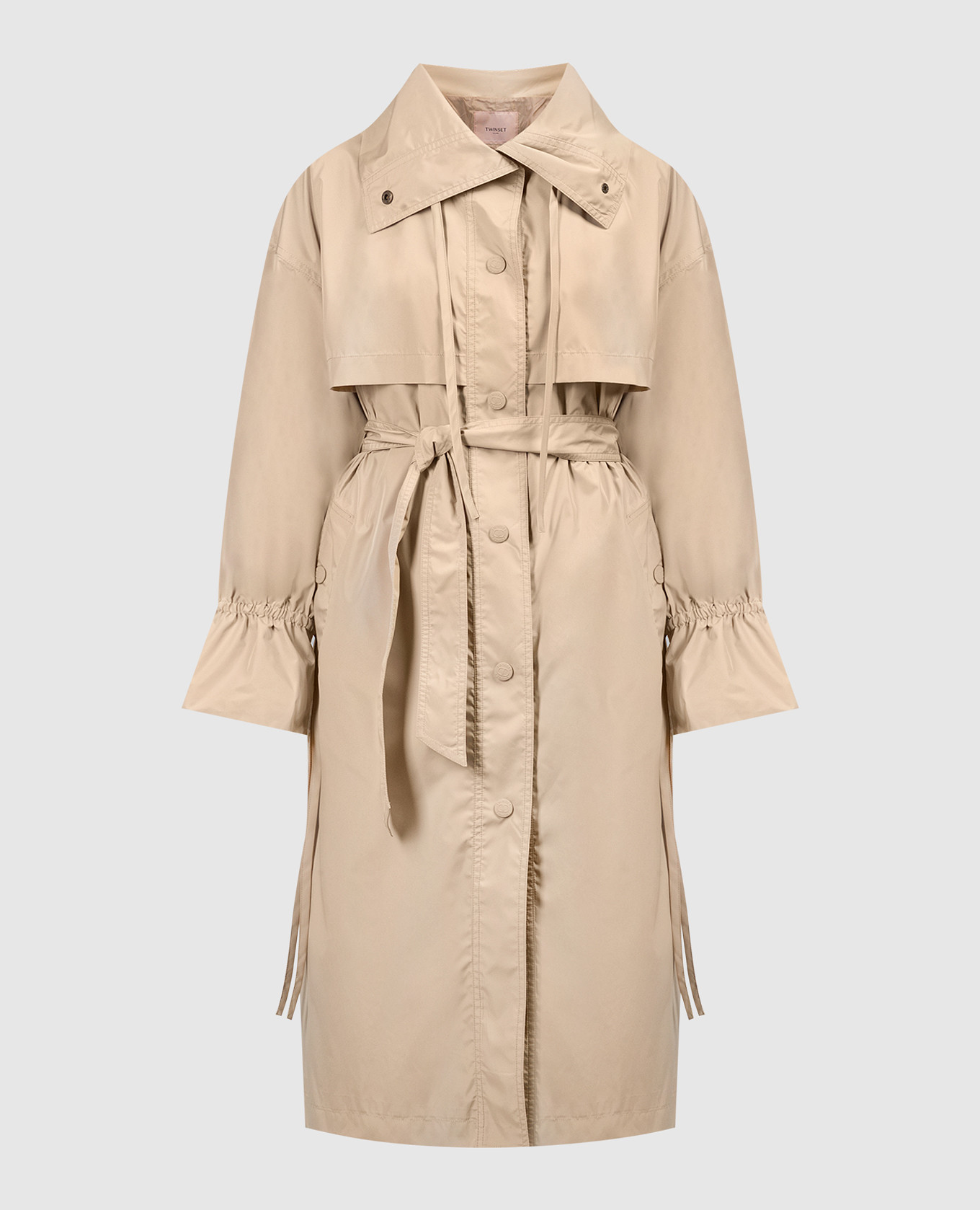 

Бежевый плащ с металлическим логотипом, Плащи