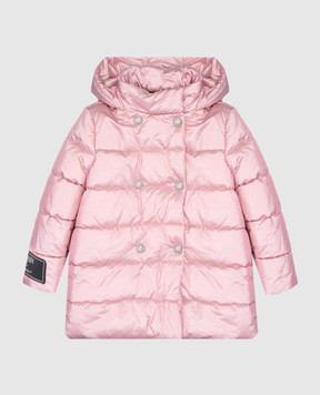 Balmain Детская розовая стеганная куртка BV2B30N0298