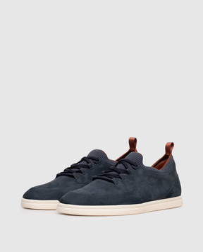 Loro Piana Синие кроссовки Soho из нубука и шерсти FAL2899ВЛ25sh