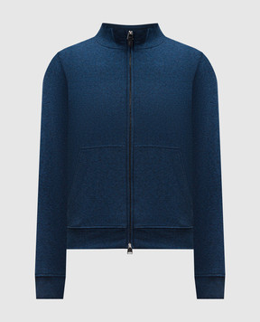 Canali Синя меланжева спортивна куртка з емблемою логотипа MJ02249T0885