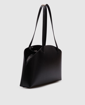 Jil Sander Чорна шкіряна сумка-тоут з логотипом J07ZH0054P7100