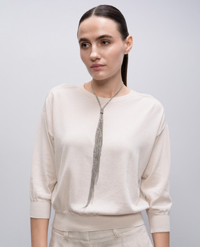 Peserico Сріблясте кольє з підвіскою з ланцюжків моніль S35457C0CC449