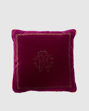 Roberto Cavalli Рожева декоративна подушка з монограмою логотипа з анімалістичним принтом H0100000019C119