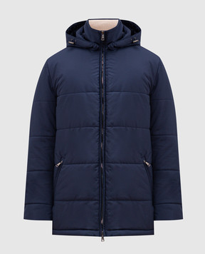 Cashmere&Whiskey Синяя стеганная куртка с гравировкой монограммы логотипа CWSS24004