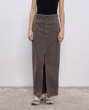 Brunello Cucinelli Сіра джинсова спідниця Chino зі шкіряним патчем логотипа ML996G3822