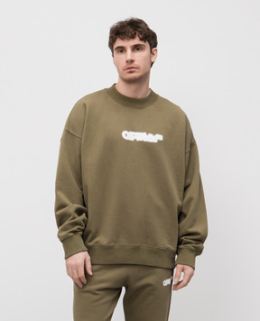 Off-White Зеленый свитшот с принтом логотипа OMBA054S25FLE004